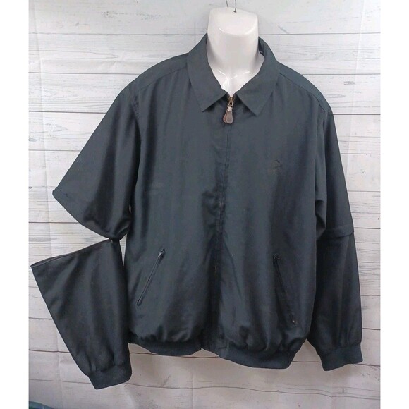 Oxford Golf Jacket Men Black Golf Windbreaker Convertible Removable Sleeve XL - Picture 5 of 9